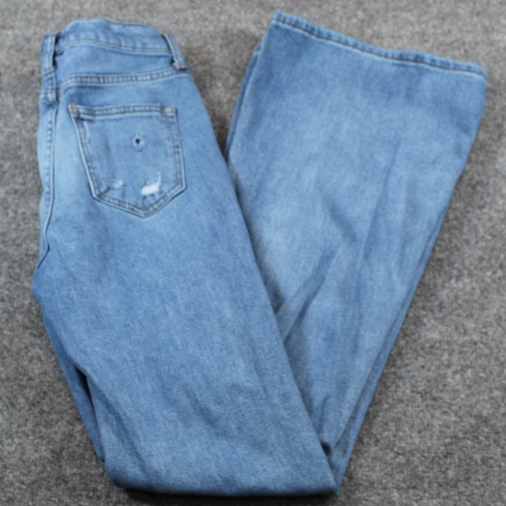 Altar'd State Jeans Woman's 29/9 Flared Distressed High Rise‎ Galveston Blue